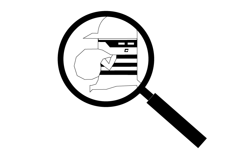 Icon of a thief in a magnifying glass describing the CS4B service of tracing